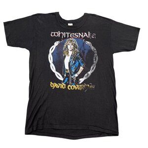 VTG Whitesnake David Coverdale 88 Snake Rattle and Roll Black T-Shirt Unisex XL